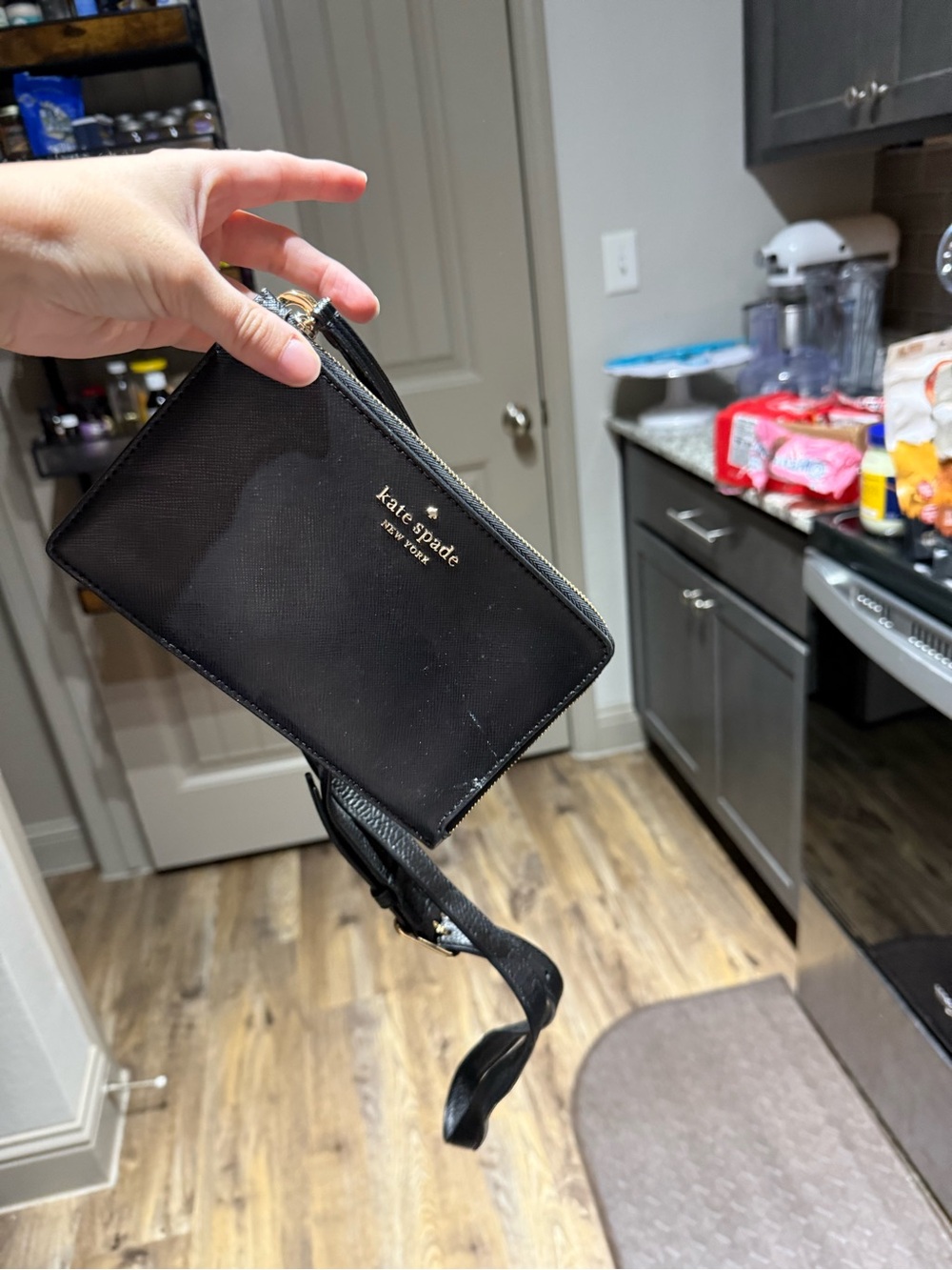 kate spade Black Leather Wristlet Clutch